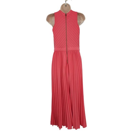 Ted Baker Loueli Cross Front Pleated Midi Dress Coral Size 3 US 10-12 - Picture 7 of 16